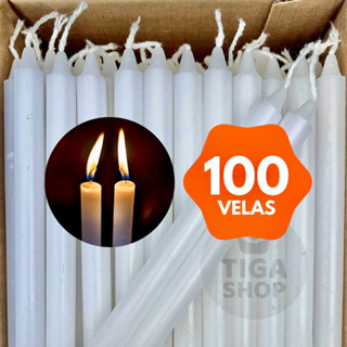 Vela Palito Branca 100 Unidades 16 x 1,2 cm