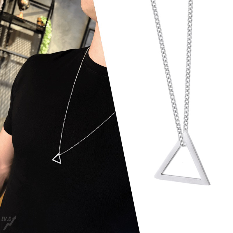 Colar Cordão Masculino com Pingente Triangulo Correntinha Aço Inoxidável cor Prata Não fica Preto em Oferta na Shopee