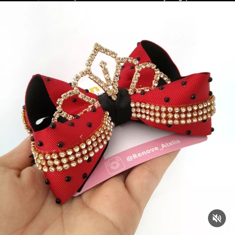 Laço LadyBug Coroa - Laço Minnie Vermelha Luxo