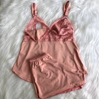 Pijama de amamentação pós parto com renda e click