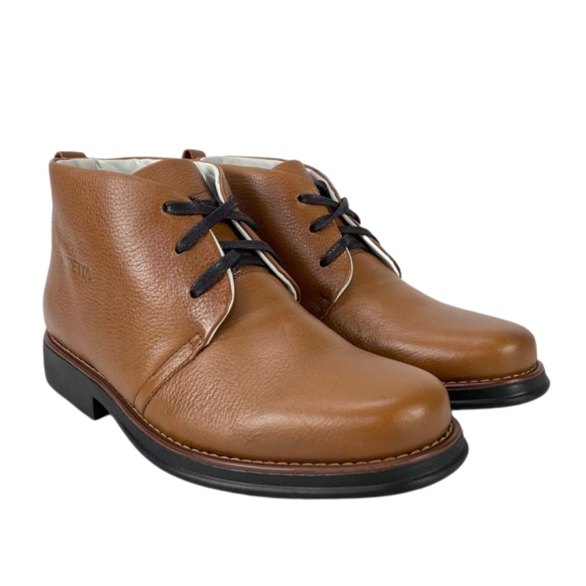 Sapato Casual Gaúcho Masculino Beretta Oficial Couro Liso Solado Gel Palmilha Macia Forração em Couro de Carneiro Botinha Campeira Com Cadarço Para Usar no Dia a dia