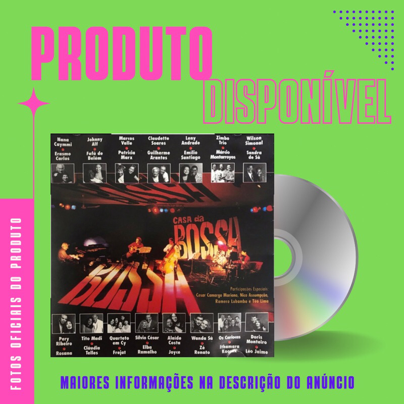 CD CASA DA BOSSA AO VIVO - Nana Caymmi, Erasmo Carlos, Fafá de Belém, Marcos Valle, Patrícia Marx, Guilherme Arantes