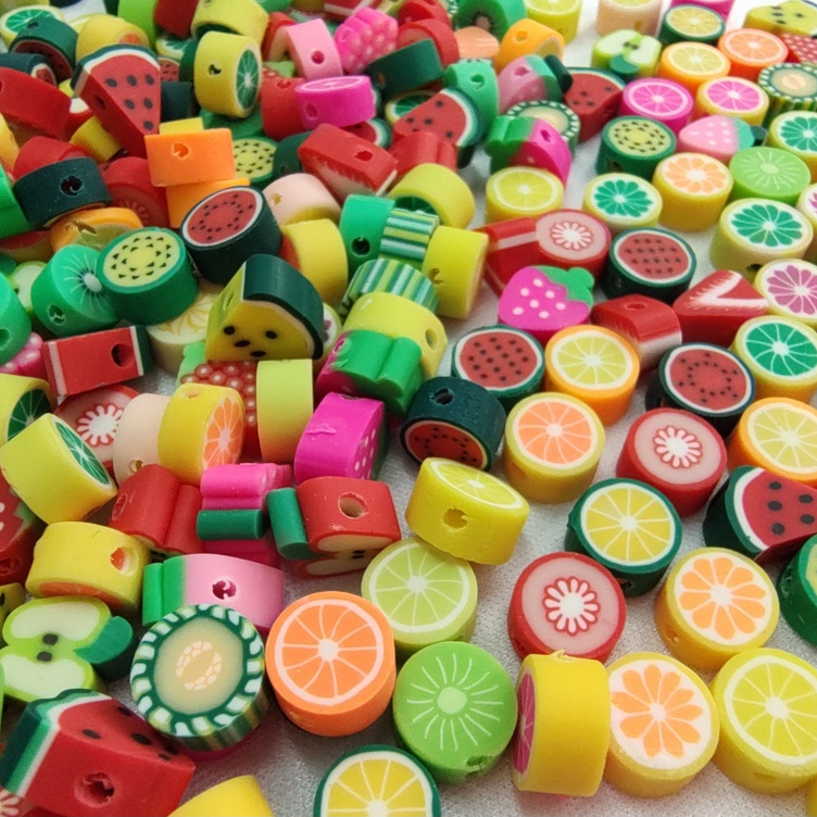 Entremeio Miçanga Infantil Frutinha  Docinho Pets Corações Fimo Emborrachado bijuterias brincos diy em Oferta na Shopee