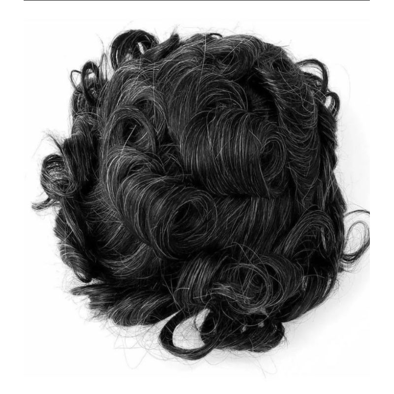 Prótese Capilar Masculina Micropele Nó Duplo 120% 25x20 Castanho Escuro Com 20% Grisalho