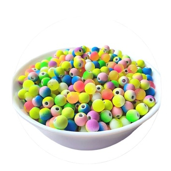 Miçanga Bola Conta Emborrachada 8mm Multicores Claro Com 100 UNIDADES