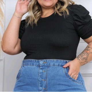 Kit 2 Blusa Feminina Manga Princesa Canelada Plus Size