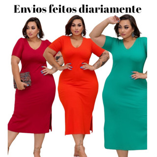 Vestido Longo com Decote em V - Tamanhos M ao G1 em Promoção!"