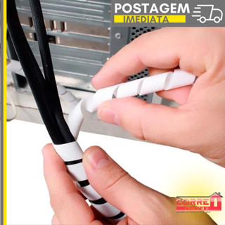 Organizador de Fios Cabos Japonês 1 Metro x 10 mm Preto e Branco Overtime