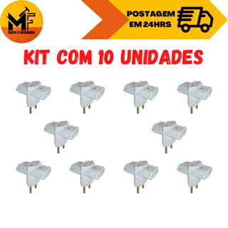Kit 10 Unidades Adaptador Tomada Benjamin T 3 Saídas 2p+t 10a 250v Pino Segurança Qualidade