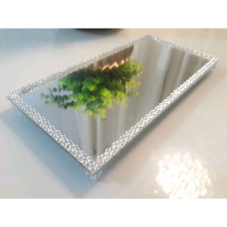 Bandeja Espelhada Florzinha Luxo Cristal Dourado Prata