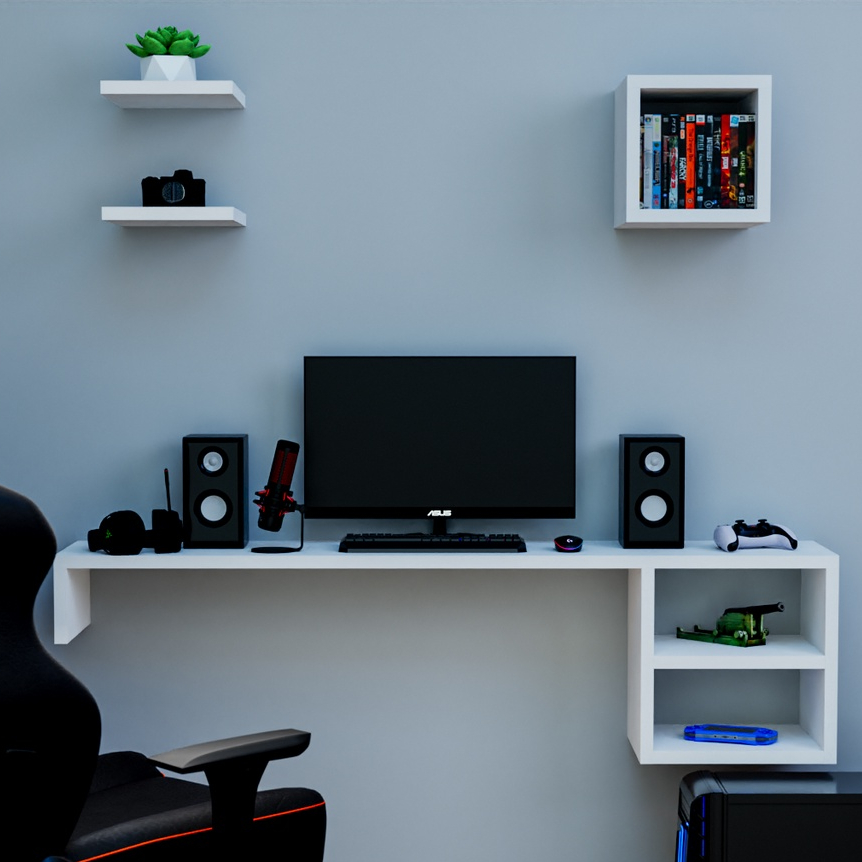 Mesa Computador Home Office Gamer Quarto Sala De Estar Cm Prateleira Nichos Shopee Brasil
