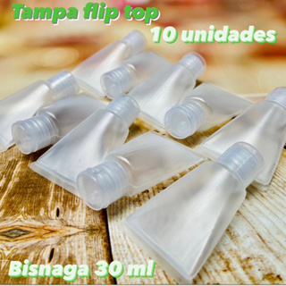 30 un Bisnaga 30 Ml Tampa flip Top Transparente em Oferta na Shopee