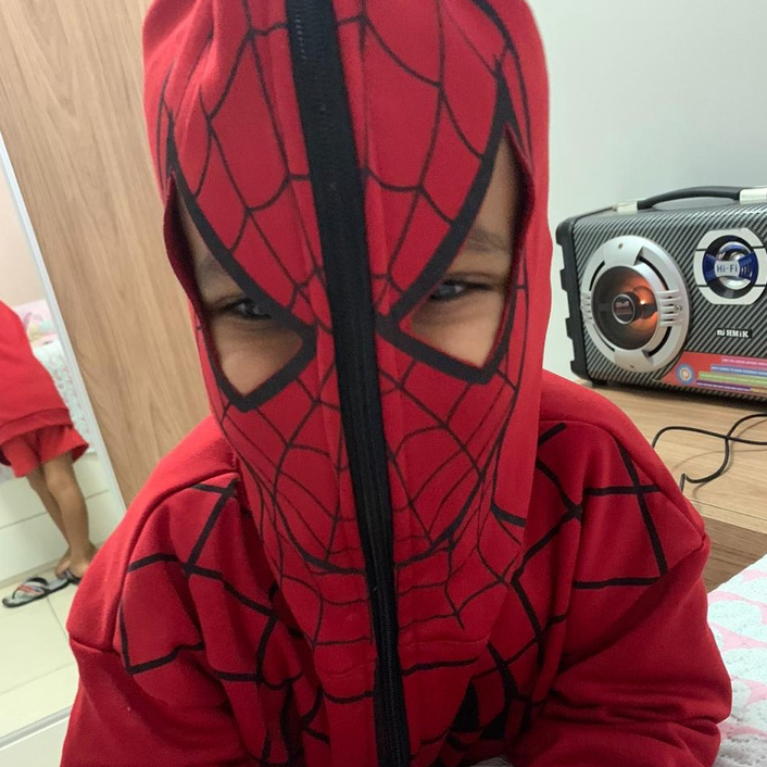 Blusa de frio Homem aranha / casaco infantil com capuz-máscara . em Oferta na Shopee