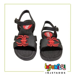 Sandália Infantil menino Preta/Aranha. Leve e anti-derrapante. Injenilqi injetados.