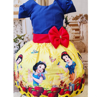 Vestido Branca de Neve Infantil Temático Menina em Oferta na Shopee