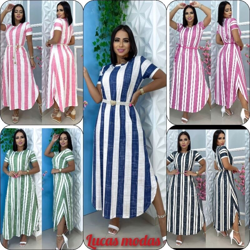 Vestido Longo Saruel Feminino Manga Romantic Roupa FemininaA