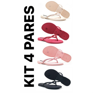 Kit 4 Pares Chinelo Pérola Feminina Injetada Em Pvc Barato Várias Cores