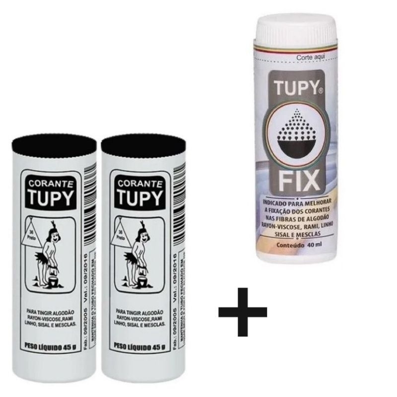Corante Kit Linha Tupy 2 Corante  + 1 Fixador Tupy Fix para Tingir Roupas