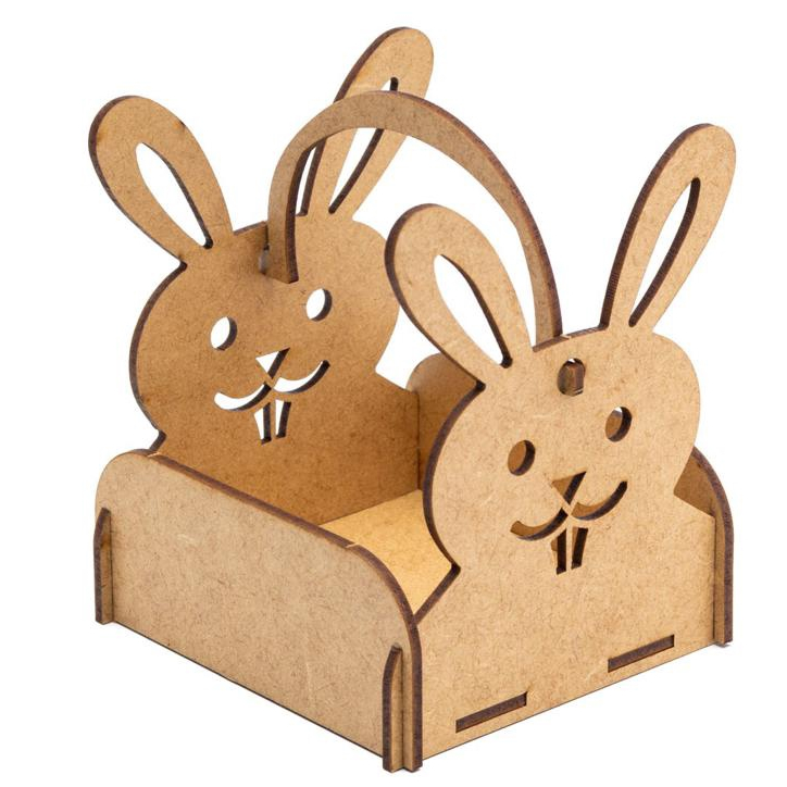 Kit 3 Cesto Caixote Mdf Pascoa Coelho Caixa Quadrada