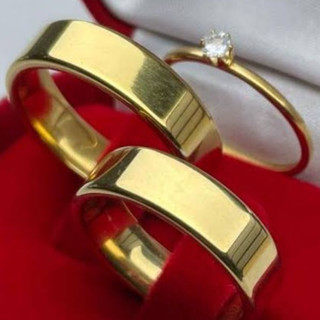 Par Aliança de Casamento Ouro 18k Banho 6mm Reta Noivado