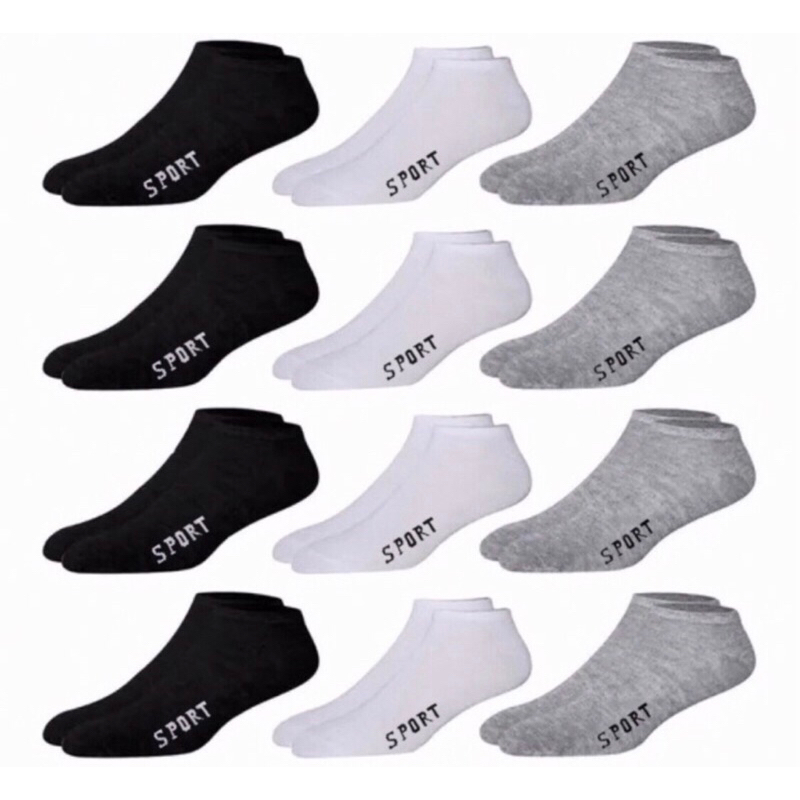 Kit 12 Pares De Meias Cano Curto Sport Unissex