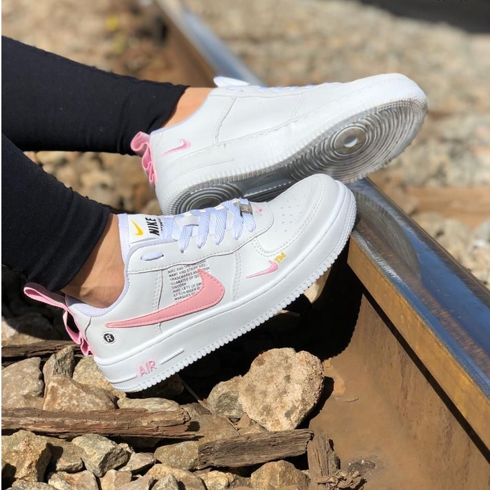 Tênis Nike Air Force Lv8 Branco e Rosa Gliter Feminino 34 ao 39