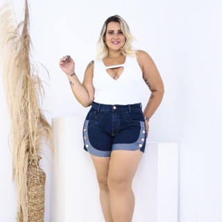 Short Jeans Plus Size Feminino Com Lycra (46 Ao 54)