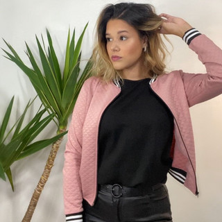 Jaqueta Bomber com ziper Feminino Casaco feminino Blusa de frio Feminina com Ziper Casaco de Inverno Feminino