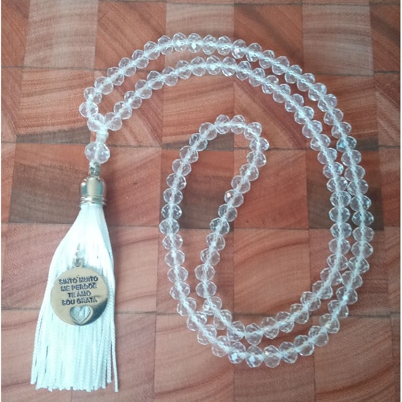 Imagem Japamala 108 Contas Cristal Transparente Rosário Budista Ref:92