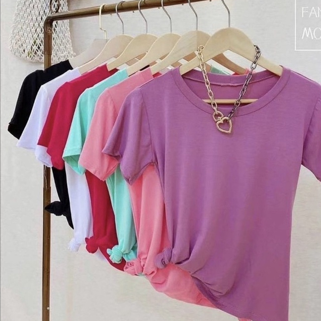 Kit 3 Camisetas Feminina Baby Look Blusa Básica Lisa Algodão