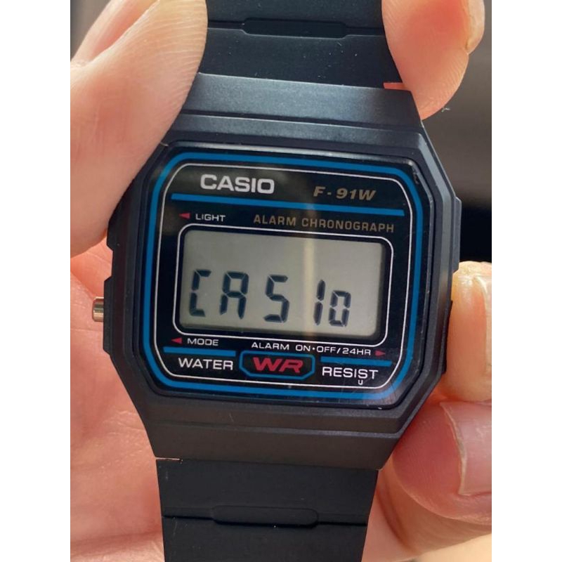 RELÓGIO MASCULINO CASIO DIGITAL PRETO À PROVA D'ÁGUA 30M F-91W-1DG