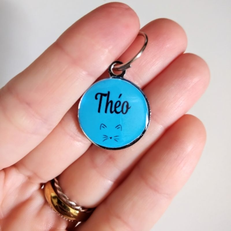 Pingente plaquinha de identificação pet pequeno para cachorro gato com nome e telefone do tutor