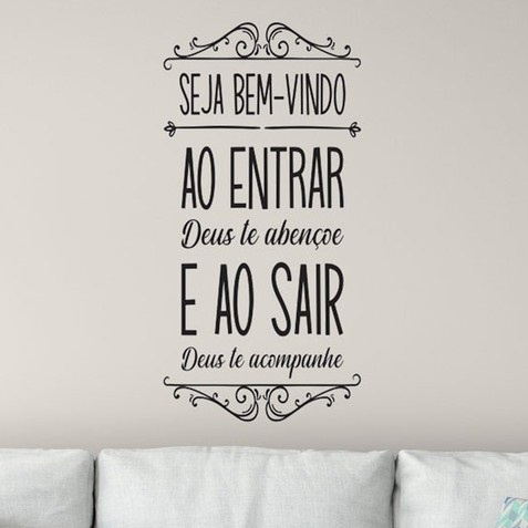 Adesivo Decorativo Frase Seja Bem-vindo Deus Te Abençoe em Oferta na Shopee