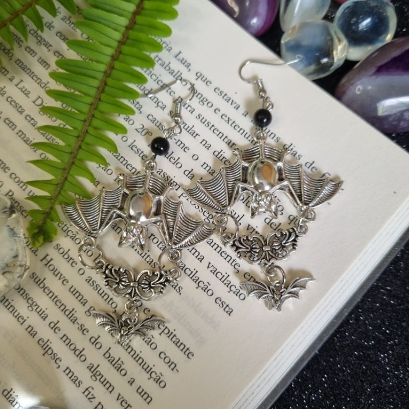 Brinco Bat - morcego gótico rock punk gothic miçanga