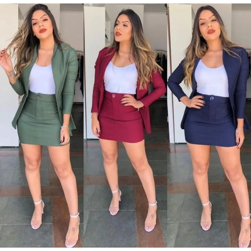 Conjunto Feminino De Blazer e Saia Social Bengaline