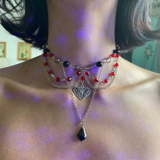 Colar Punk Rock Choker rockstar Aço Inox girlfriend Gótico Gargantilha Coração Acessórios Gótico Alternativo Grungecore