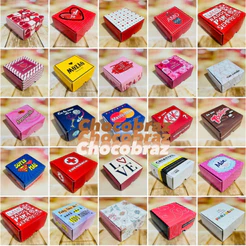 10 CAIXA P/4 DOCES EMBALAGENS FRASES DIVERTIDAS 8X8X4 ( DIVERTIDAS IDEIA ) OUTLET (CHOCO)