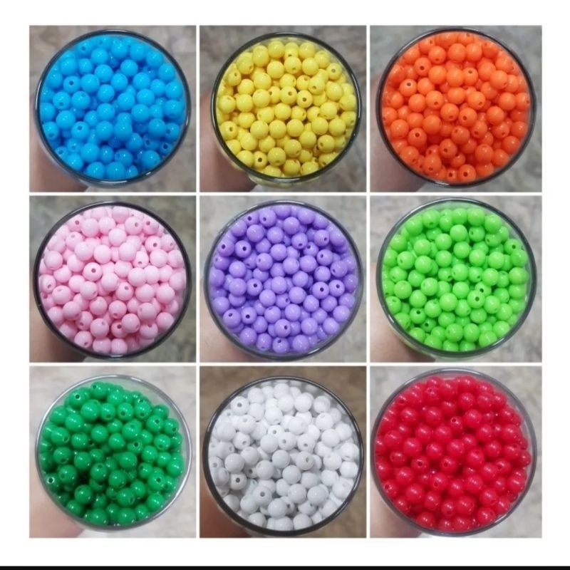 150 Miçanga Bola Bolinha leitosa Contas Coloridas 6mm Passante Pulseira de Miçangas Artesanato