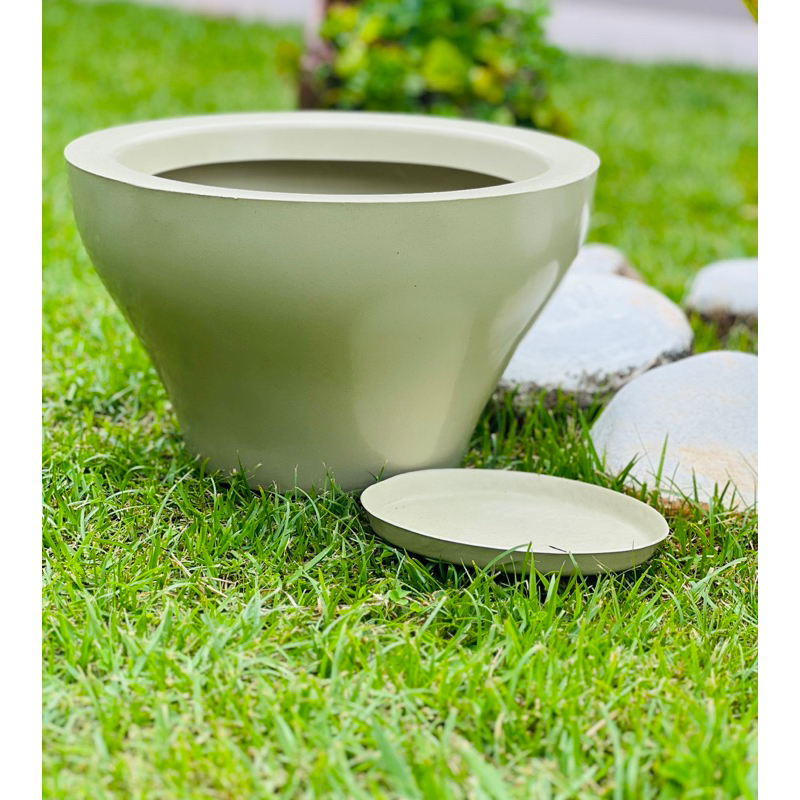 Vaso polietileno liso espelhado Elegance n1 com prato