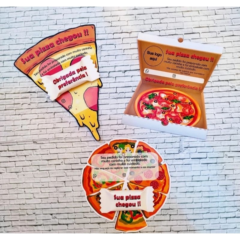 10/30 CARD Cartão de agradecimento com Balinha Personalizado + saquinho protetor - Pizzaria
