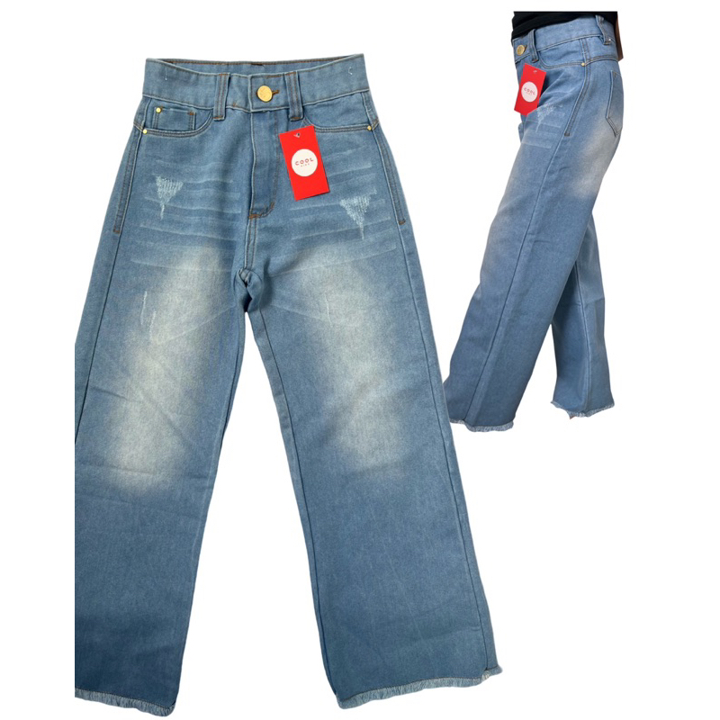 calça jeans wide leg feminina infantil juvenil 4 6 8 10 12 14 e 16 Anos