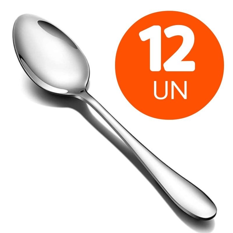 Kit 12 Colher Talher Aço Inox Grande Luxo Sopa Bar Restaurante Faqueiro em Oferta na Shopee