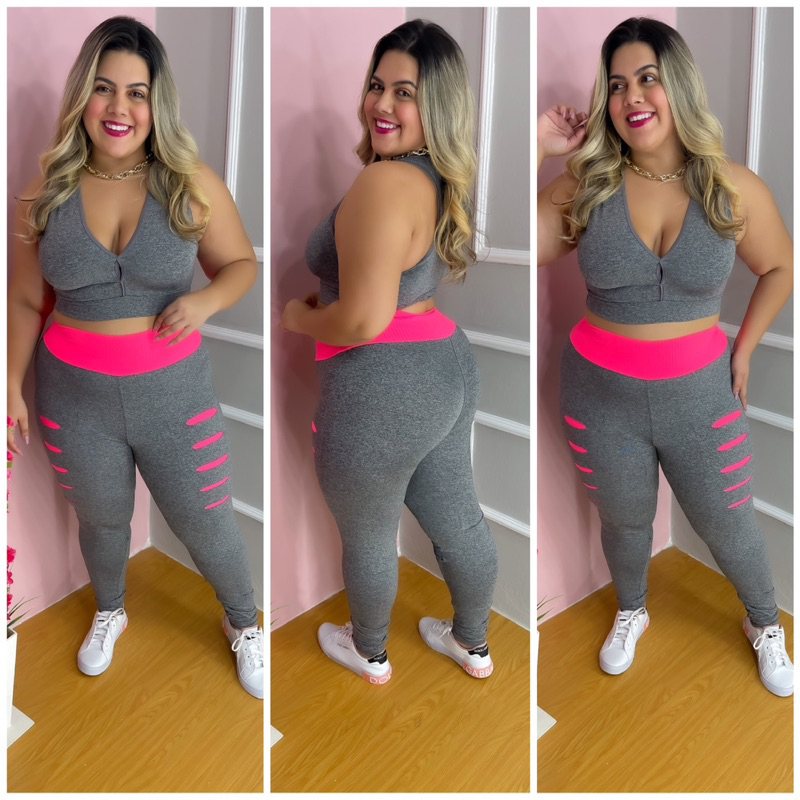 legging Plus size calça plus size Mai’s top conjunto plus em Oferta na Shopee
