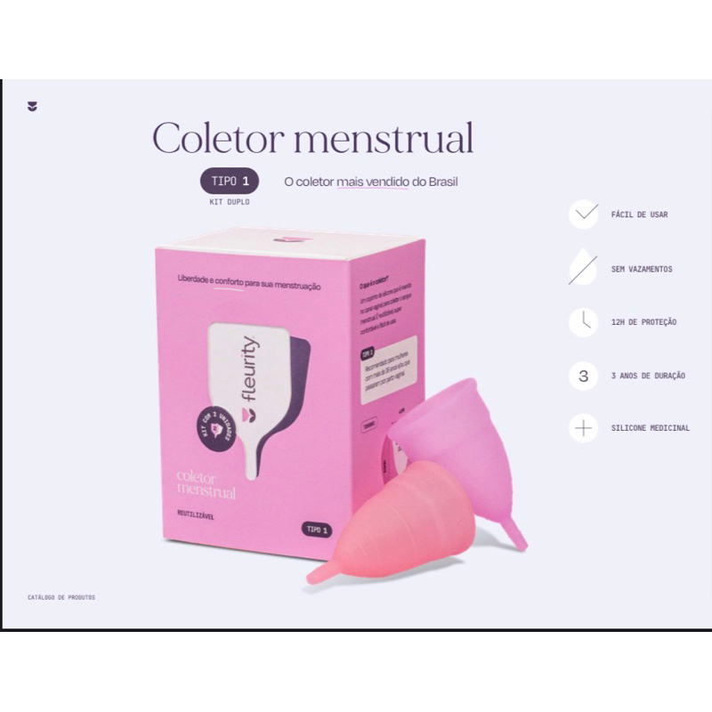 Coletor Menstrual Fleurity tipo 1 kit 2 unidade