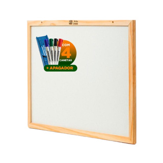 Quadro Branco 50X40 Moldura em Madeira Escolar Pequeno + 4 canetas + 1 Apagador - Lousa Branca Bem Lisinha e Fácil de Apagar Com Caneta e Apagador em Oferta na Shopee