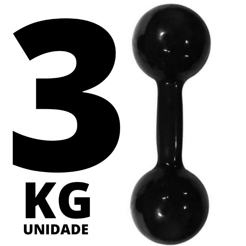 Halter 3kg emborrachado unidade halteres profissional