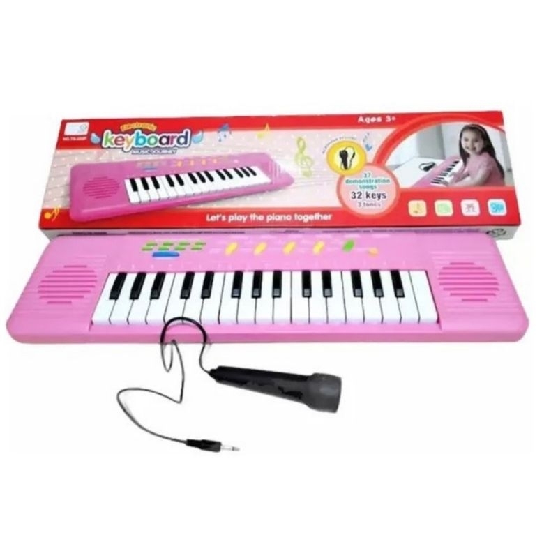 Brinquedo Teclado Infantil karaokê Piano Musical Microfone Rosa em Oferta na Shopee