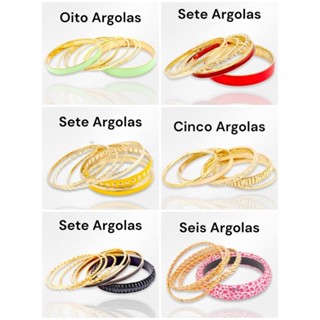 Bracelete Com 3/5/6/7/8 Argolas Conjuto em Metal Para Femenina Narmorada Da Moda