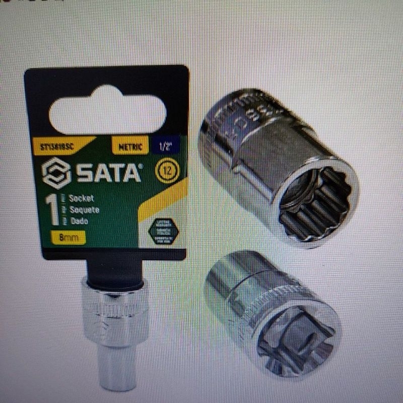 Soquete pito cachimbo curto 1/2 cromo vanadio sextavado estriado várias medidas 8 ao 32 Sata/Belzer
