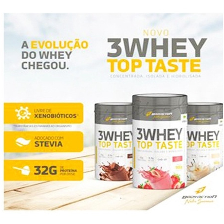 Whey Protein 3 Whey Top Taste Concentrado, Isolado e Hidrolisado 900g - Bodyaction